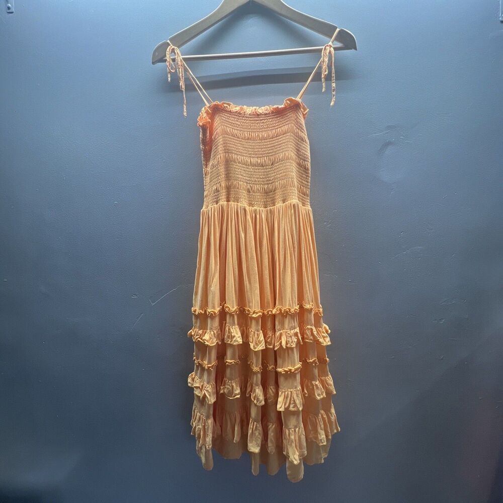 Gianni bini dress size XS spaghetti strap sUN DRESS ELASTIC RUFFLES